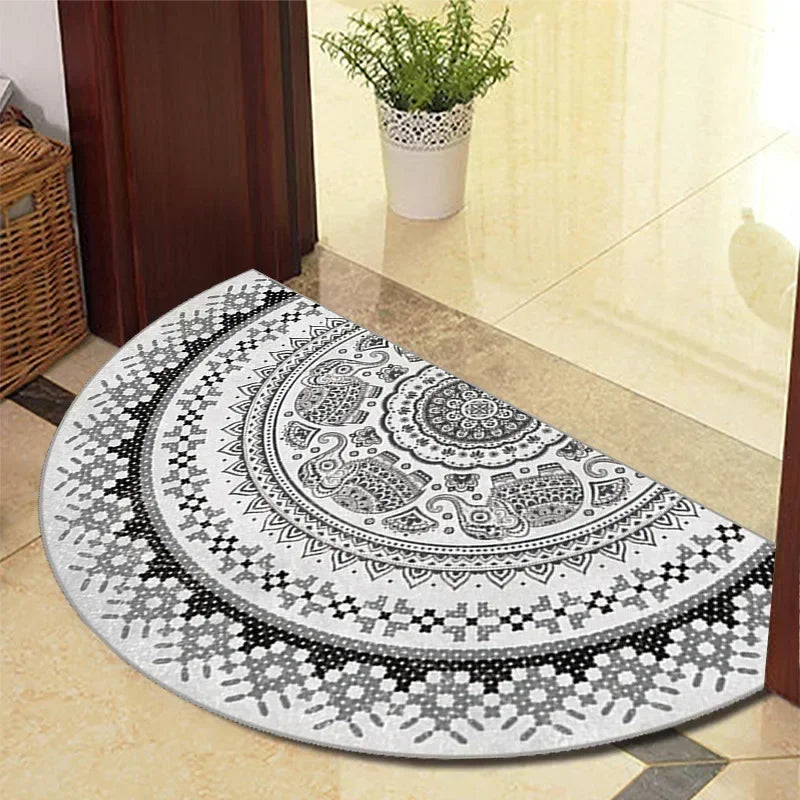 Retro Door Rug Semi-Circular Floor Mat European Style Carpet for Living Room Indoor Door Entrance Mats Home Decor Alfombra