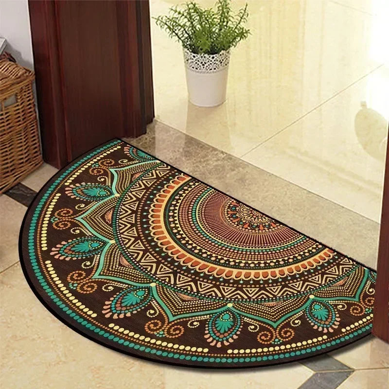 Retro Door Rug Semi-Circular Floor Mat European Style Carpet for Living Room Indoor Door Entrance Mats Home Decor Alfombra