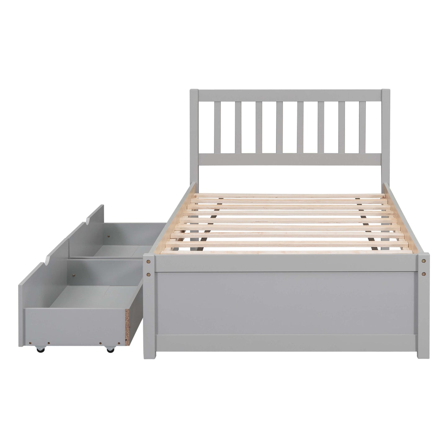 Modern Design Wooden Twin Size Platform Bed With 2 Drawers