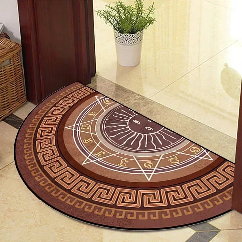 Retro Door Rug Semi-Circular Floor Mat European Style Carpet for Living Room Indoor Door Entrance Mats Home Decor Alfombra