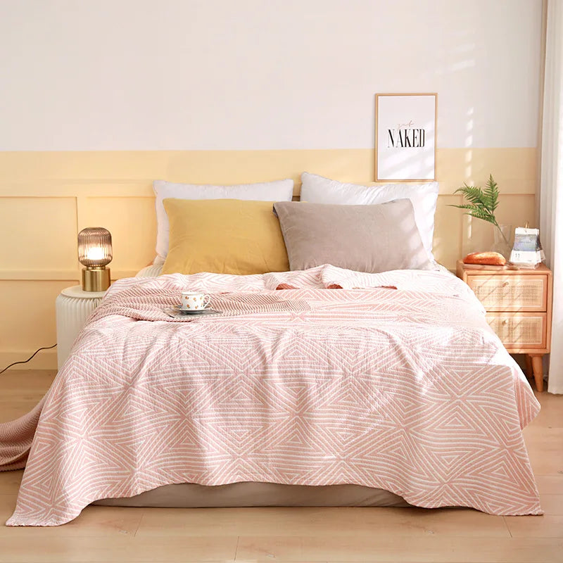 Cotton Gauze Lightweight Summer Cooling Blanket and Bedspread - Plaid Picnic and Sofa Bedding Coverlet for Napping and Sleeping