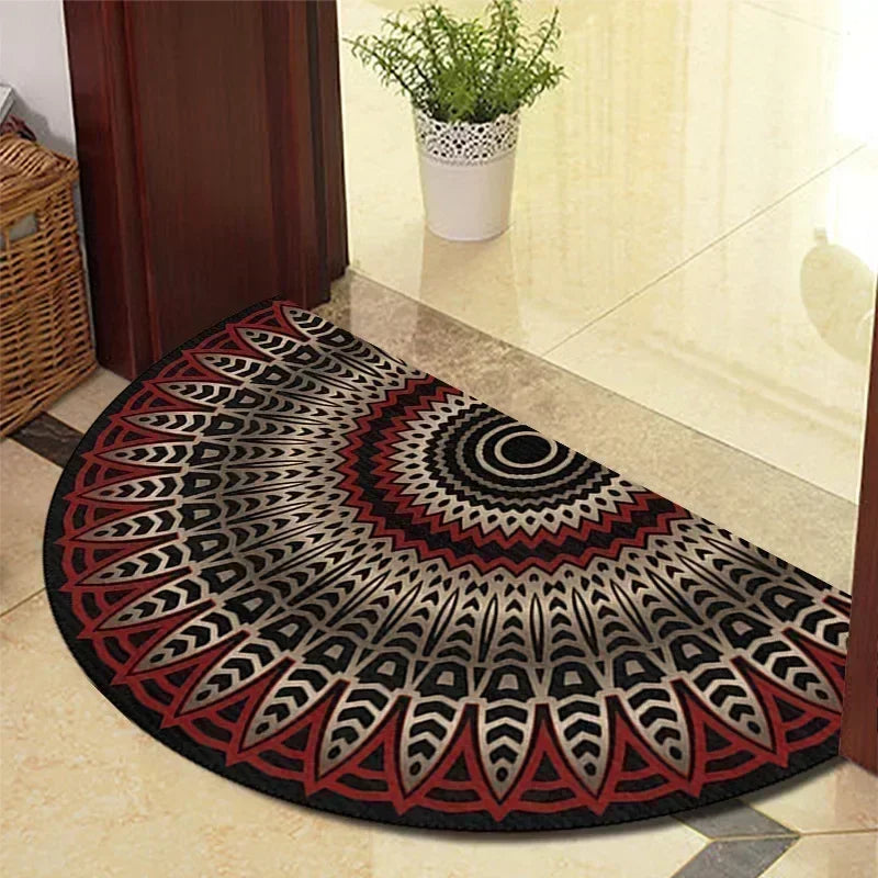 Retro Door Rug Semi-Circular Floor Mat European Style Carpet for Living Room Indoor Door Entrance Mats Home Decor Alfombra