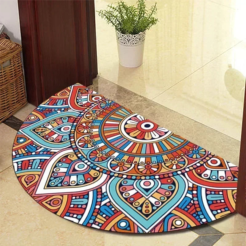 Retro Door Rug Semi-Circular Floor Mat European Style Carpet for Living Room Indoor Door Entrance Mats Home Decor Alfombra