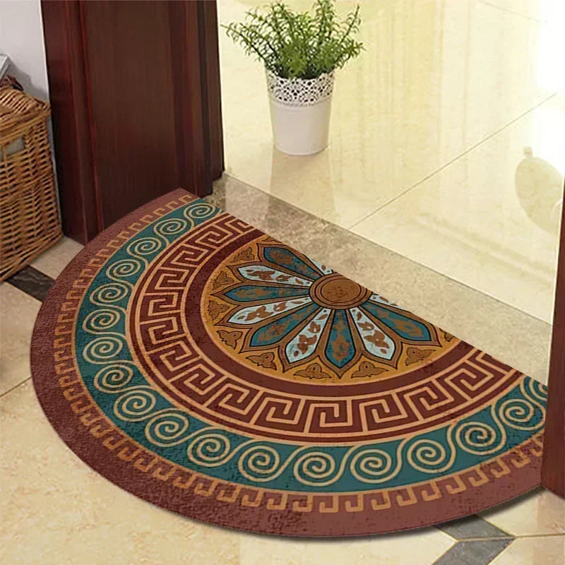 Retro Door Rug Semi-Circular Floor Mat European Style Carpet for Living Room Indoor Door Entrance Mats Home Decor Alfombra