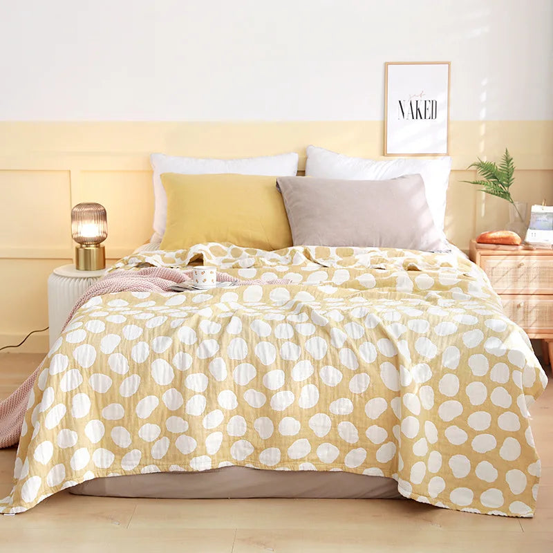 Cotton Gauze Lightweight Summer Cooling Blanket and Bedspread - Plaid Picnic and Sofa Bedding Coverlet for Napping and Sleeping