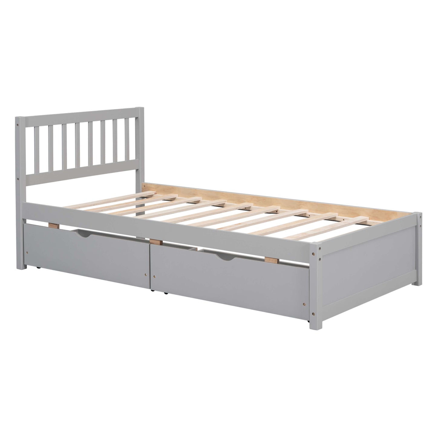 Modern Design Wooden Twin Size Platform Bed With 2 Drawers