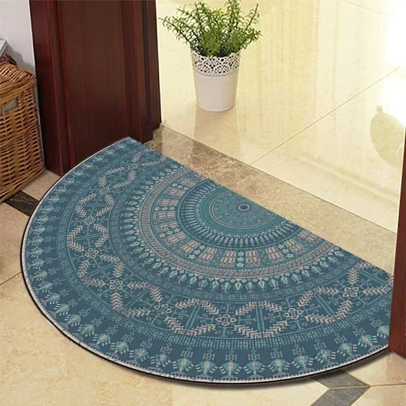 Retro Door Rug Semi-Circular Floor Mat European Style Carpet for Living Room Indoor Door Entrance Mats Home Decor Alfombra