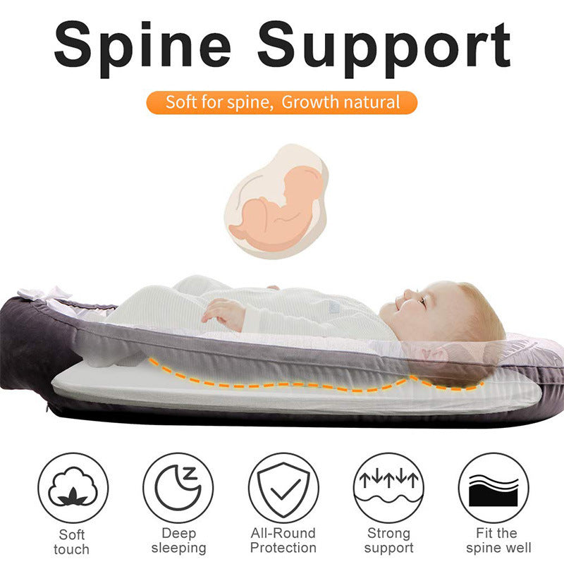 Baby Nest Lounger - Breathable Cotton Newborn Bed with Safe Bumpers