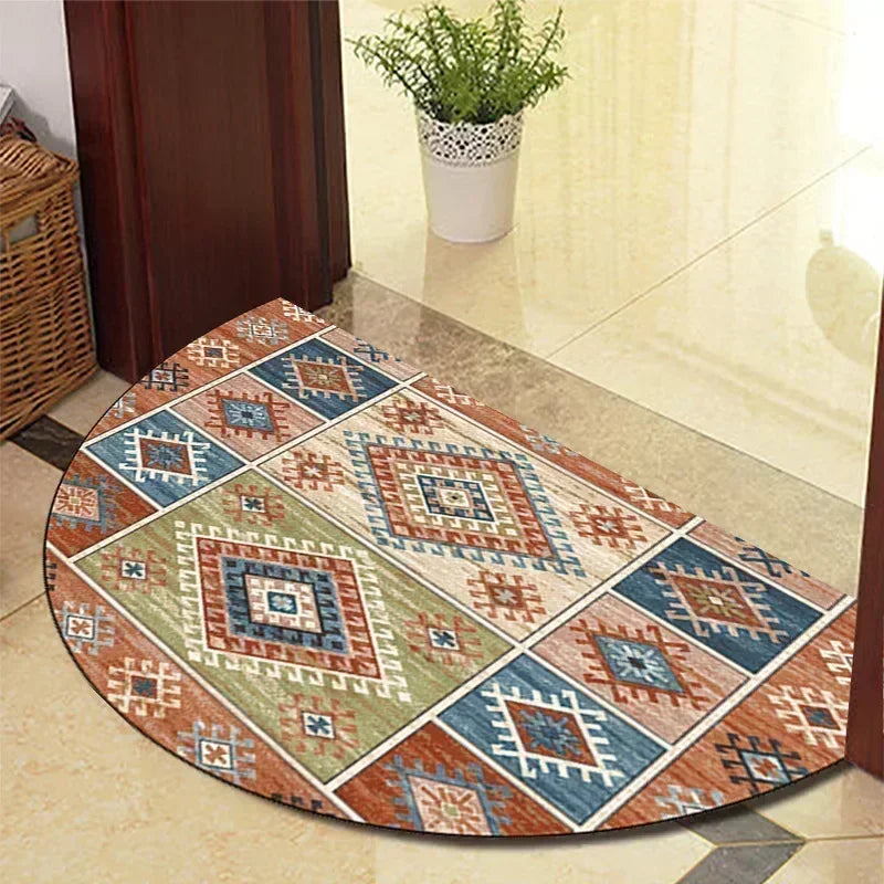 Retro Door Rug Semi-Circular Floor Mat European Style Carpet for Living Room Indoor Door Entrance Mats Home Decor Alfombra
