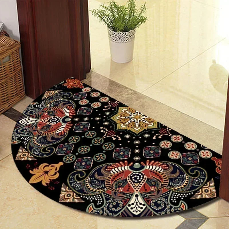 Retro Door Rug Semi-Circular Floor Mat European Style Carpet for Living Room Indoor Door Entrance Mats Home Decor Alfombra