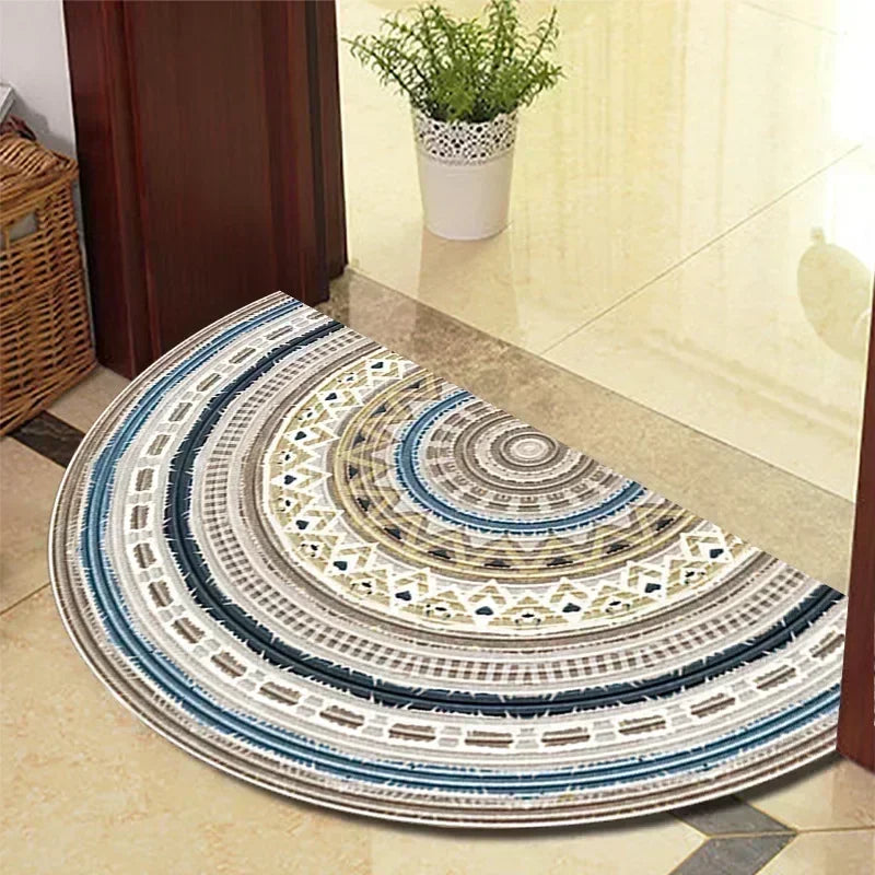 Retro Door Rug Semi-Circular Floor Mat European Style Carpet for Living Room Indoor Door Entrance Mats Home Decor Alfombra