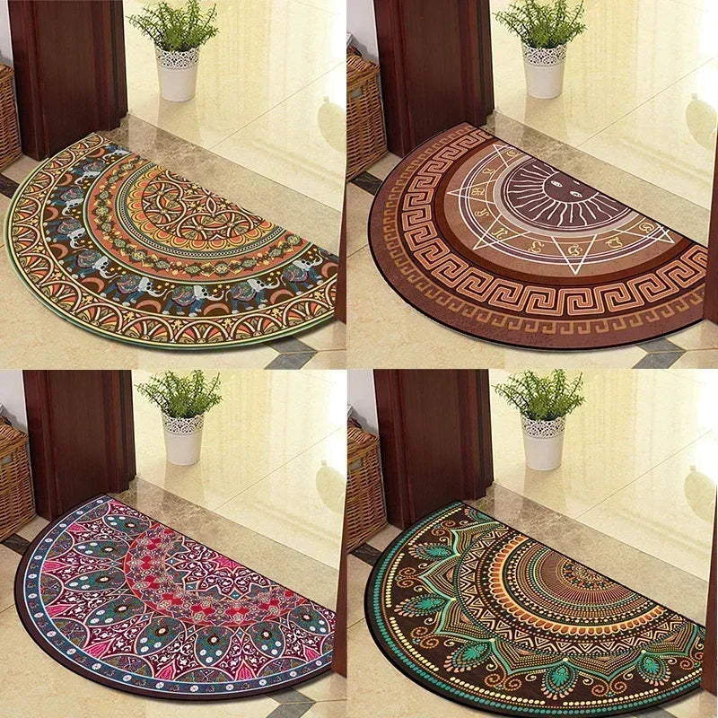 Retro Door Rug Semi-Circular Floor Mat European Style Carpet for Living Room Indoor Door Entrance Mats Home Decor Alfombra