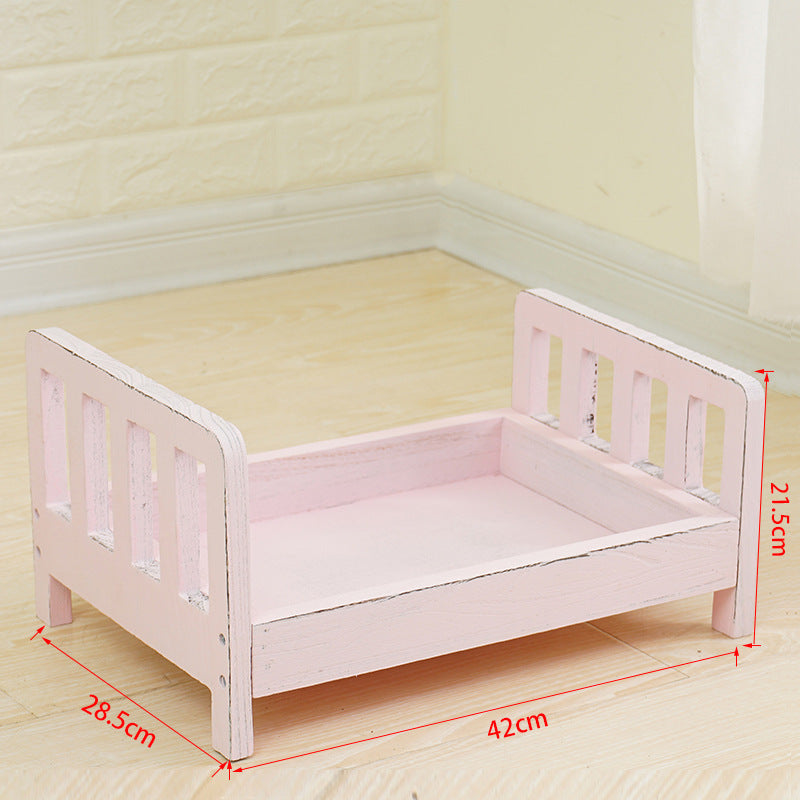 Wooden newborn photography prop crib - Baby photo shoot bed