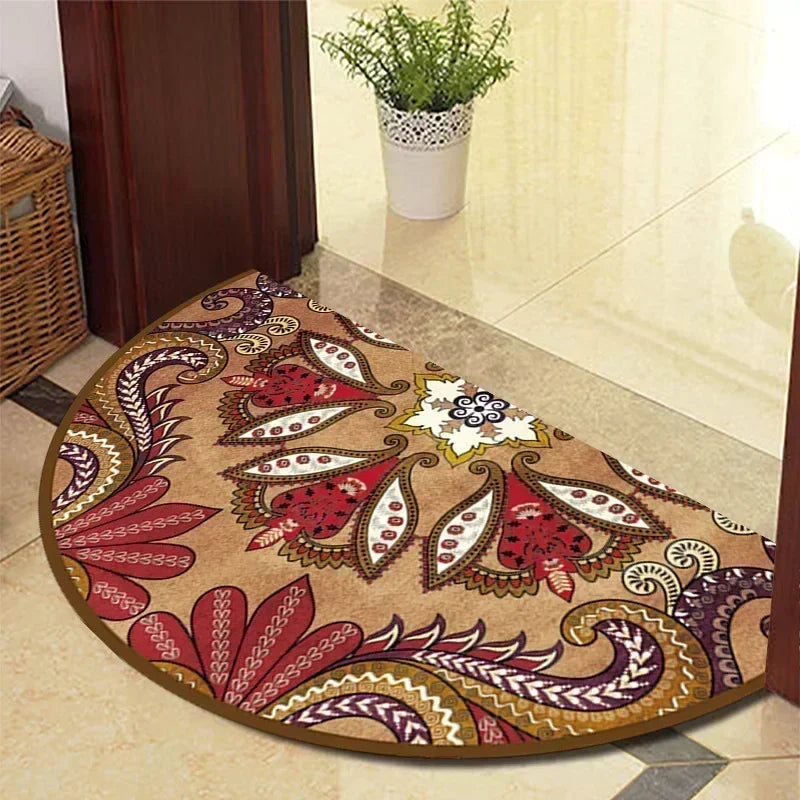 Retro Door Rug Semi-Circular Floor Mat European Style Carpet for Living Room Indoor Door Entrance Mats Home Decor Alfombra