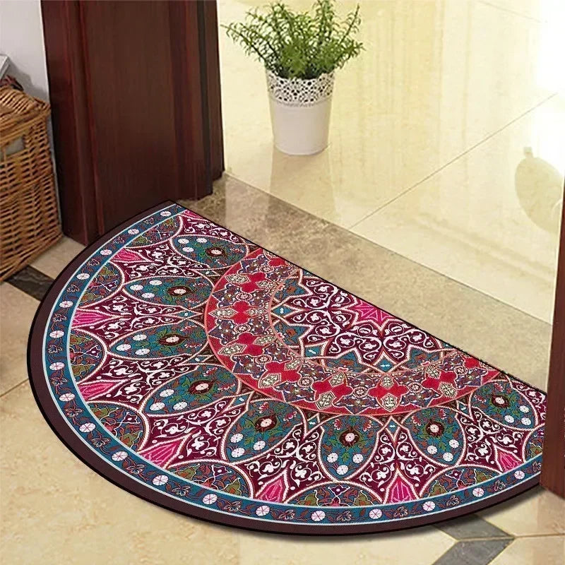 Retro Door Rug Semi-Circular Floor Mat European Style Carpet for Living Room Indoor Door Entrance Mats Home Decor Alfombra