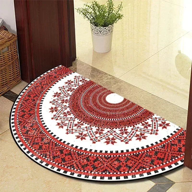 Retro Door Rug Semi-Circular Floor Mat European Style Carpet for Living Room Indoor Door Entrance Mats Home Decor Alfombra