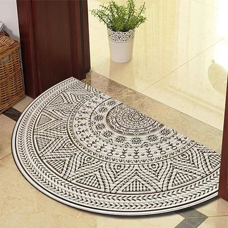Retro Door Rug Semi-Circular Floor Mat European Style Carpet for Living Room Indoor Door Entrance Mats Home Decor Alfombra