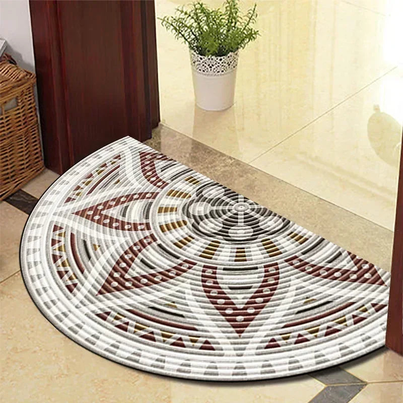 Retro Door Rug Semi-Circular Floor Mat European Style Carpet for Living Room Indoor Door Entrance Mats Home Decor Alfombra