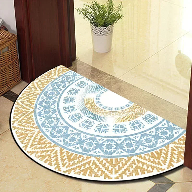 Retro Door Rug Semi-Circular Floor Mat European Style Carpet for Living Room Indoor Door Entrance Mats Home Decor Alfombra