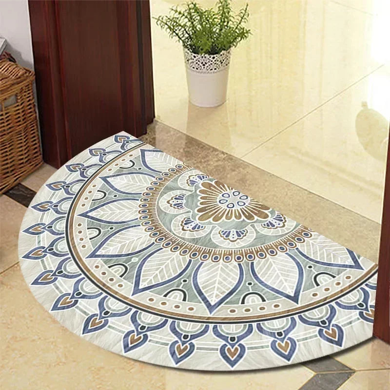 Retro Door Rug Semi-Circular Floor Mat European Style Carpet for Living Room Indoor Door Entrance Mats Home Decor Alfombra