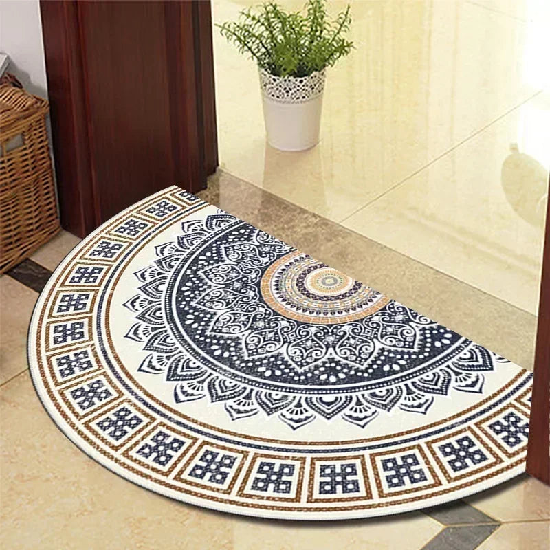 Retro Door Rug Semi-Circular Floor Mat European Style Carpet for Living Room Indoor Door Entrance Mats Home Decor Alfombra