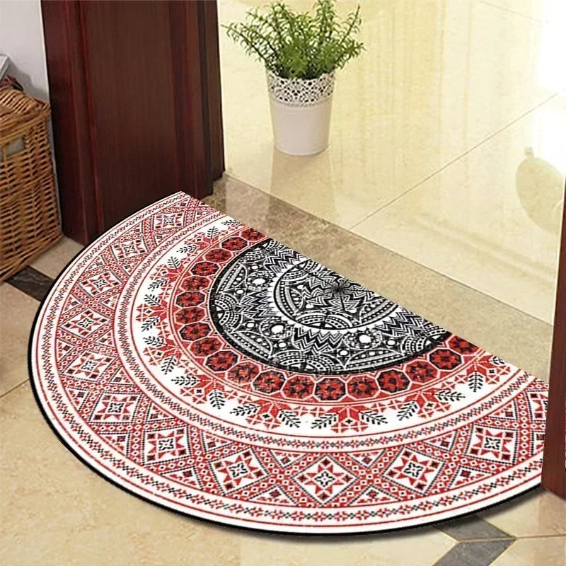 Retro Door Rug Semi-Circular Floor Mat European Style Carpet for Living Room Indoor Door Entrance Mats Home Decor Alfombra