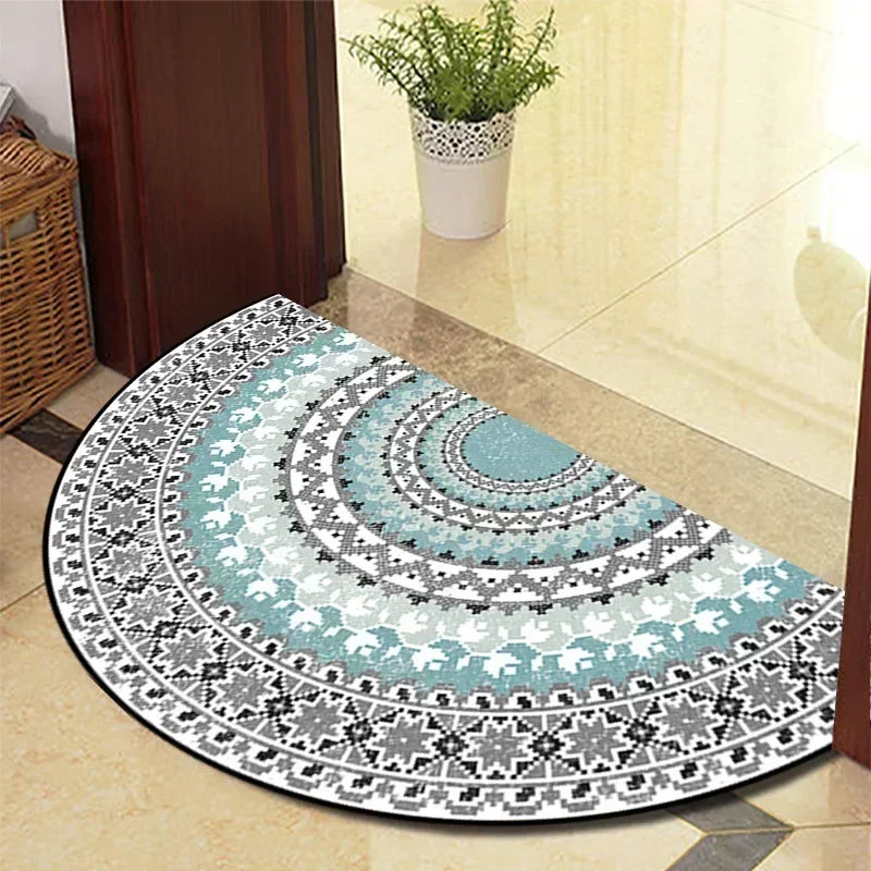 Retro Door Rug Semi-Circular Floor Mat European Style Carpet for Living Room Indoor Door Entrance Mats Home Decor Alfombra