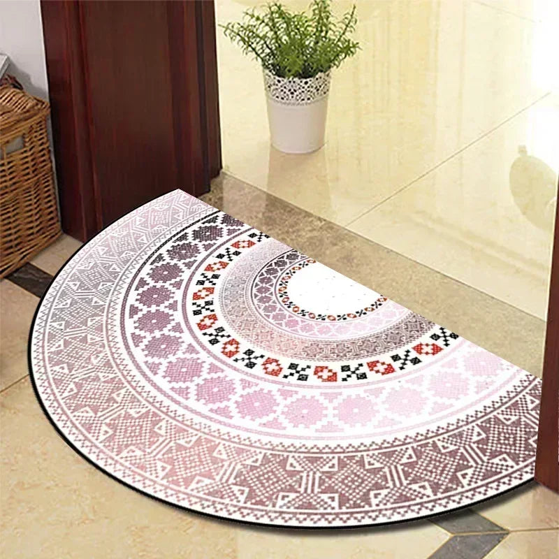 Retro Door Rug Semi-Circular Floor Mat European Style Carpet for Living Room Indoor Door Entrance Mats Home Decor Alfombra