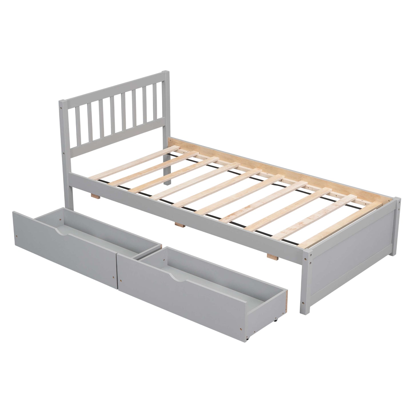 Modern Design Wooden Twin Size Platform Bed With 2 Drawers