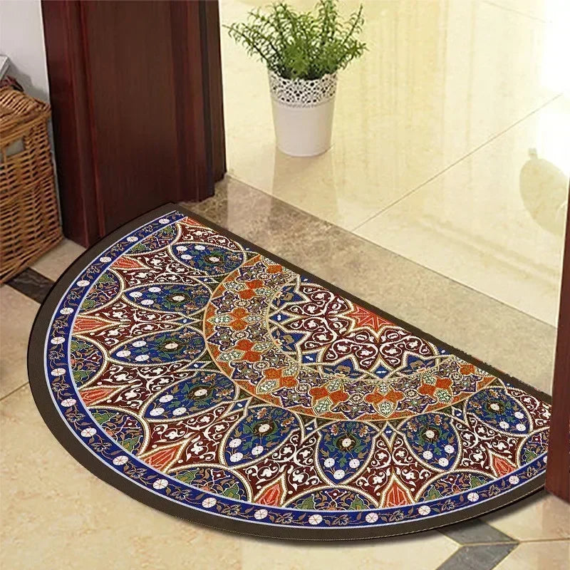 Retro Door Rug Semi-Circular Floor Mat European Style Carpet for Living Room Indoor Door Entrance Mats Home Decor Alfombra
