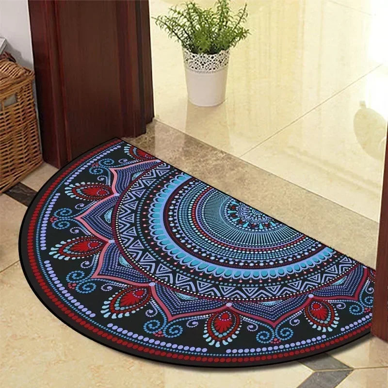 Retro Door Rug Semi-Circular Floor Mat European Style Carpet for Living Room Indoor Door Entrance Mats Home Decor Alfombra