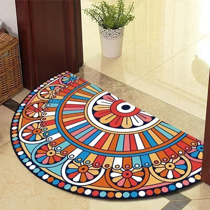 Retro Door Rug Semi-Circular Floor Mat European Style Carpet for Living Room Indoor Door Entrance Mats Home Decor Alfombra