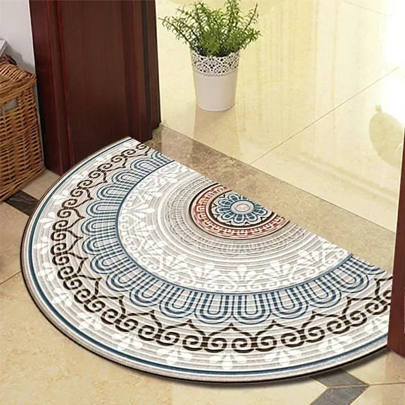 Retro Door Rug Semi-Circular Floor Mat European Style Carpet for Living Room Indoor Door Entrance Mats Home Decor Alfombra