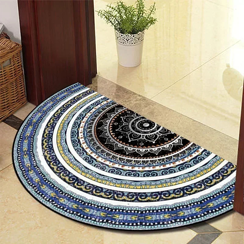 Retro Door Rug Semi-Circular Floor Mat European Style Carpet for Living Room Indoor Door Entrance Mats Home Decor Alfombra