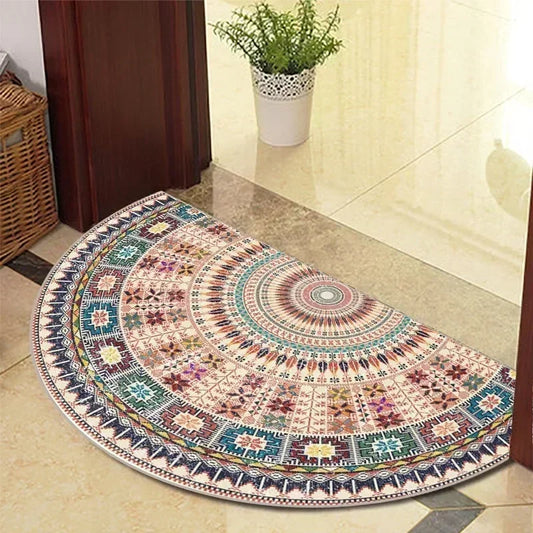 Retro Door Rug Semi-Circular Floor Mat European Style Carpet for Living Room Indoor Door Entrance Mats Home Decor Alfombra