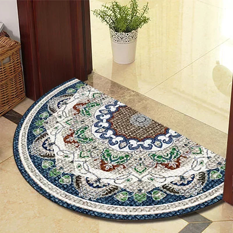 Retro Door Rug Semi-Circular Floor Mat European Style Carpet for Living Room Indoor Door Entrance Mats Home Decor Alfombra